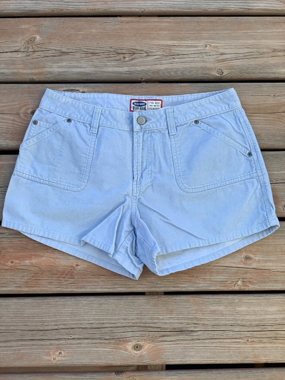 Vintage Y2K Old Navy Corduroy Shorts 10 Light Blue 100% Cotton Mid Rise Preppy